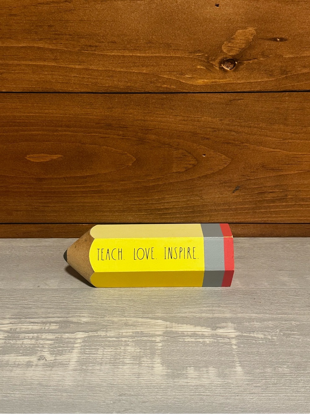 Rae Dunn Teach. Love. Inspire. Yellow Pencil Decorative Accent/ Paper weight
